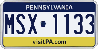 PA license plate MSX1133