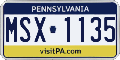 PA license plate MSX1135