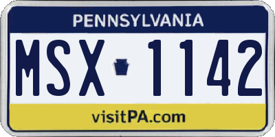PA license plate MSX1142