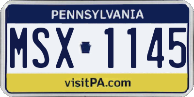 PA license plate MSX1145