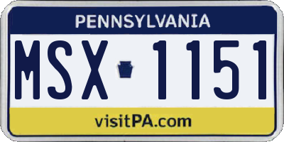 PA license plate MSX1151