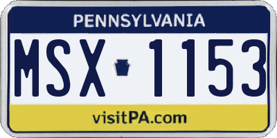 PA license plate MSX1153