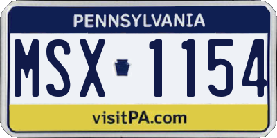 PA license plate MSX1154