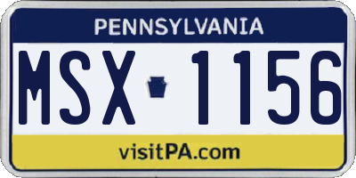 PA license plate MSX1156
