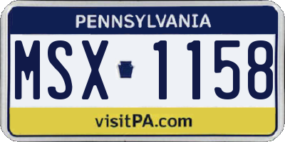 PA license plate MSX1158