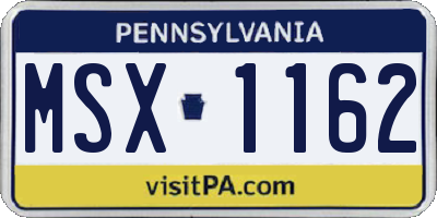 PA license plate MSX1162