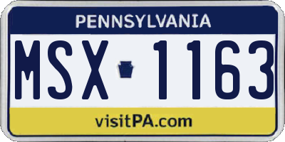 PA license plate MSX1163