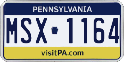 PA license plate MSX1164