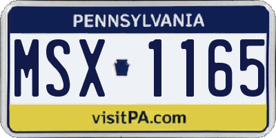 PA license plate MSX1165