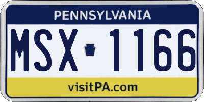 PA license plate MSX1166