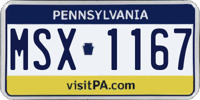 PA license plate MSX1167