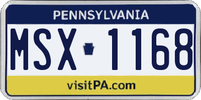 PA license plate MSX1168