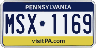 PA license plate MSX1169