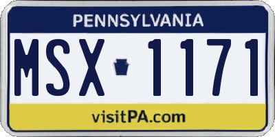 PA license plate MSX1171