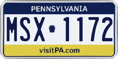 PA license plate MSX1172