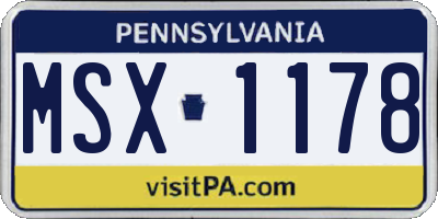 PA license plate MSX1178