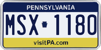 PA license plate MSX1180