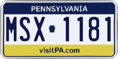 PA license plate MSX1181