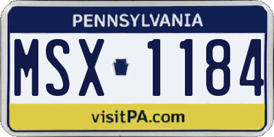 PA license plate MSX1184