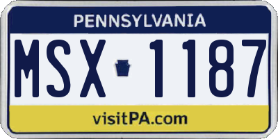 PA license plate MSX1187