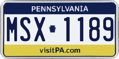 PA license plate MSX1189