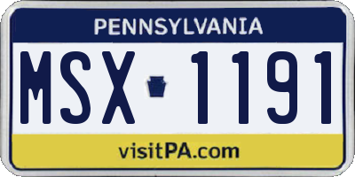 PA license plate MSX1191