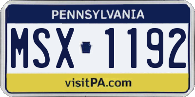 PA license plate MSX1192