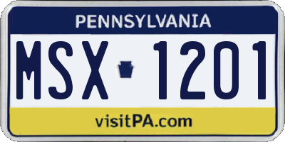 PA license plate MSX1201