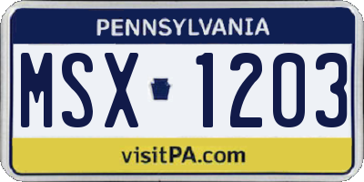 PA license plate MSX1203