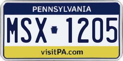 PA license plate MSX1205