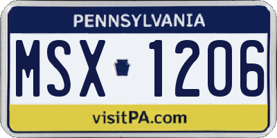 PA license plate MSX1206