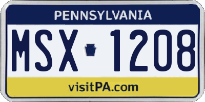 PA license plate MSX1208