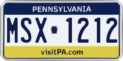 PA license plate MSX1212