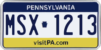 PA license plate MSX1213