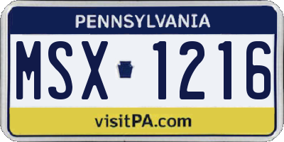 PA license plate MSX1216