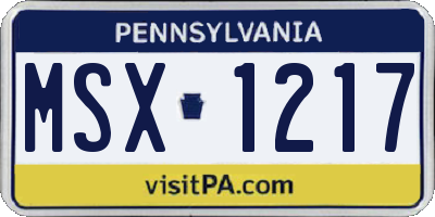 PA license plate MSX1217