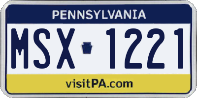 PA license plate MSX1221