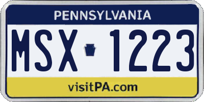 PA license plate MSX1223