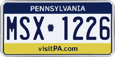 PA license plate MSX1226