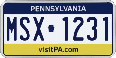 PA license plate MSX1231