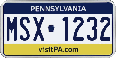 PA license plate MSX1232