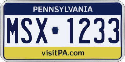 PA license plate MSX1233