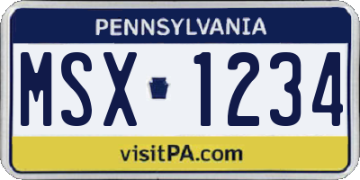 PA license plate MSX1234