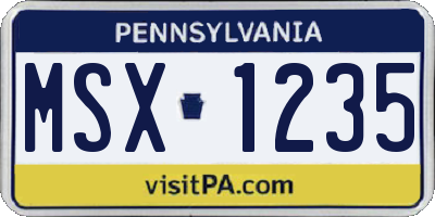 PA license plate MSX1235