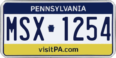 PA license plate MSX1254