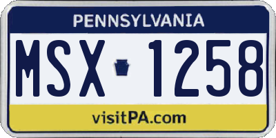 PA license plate MSX1258
