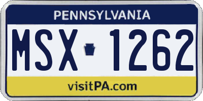 PA license plate MSX1262