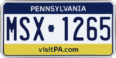 PA license plate MSX1265