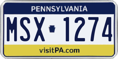 PA license plate MSX1274