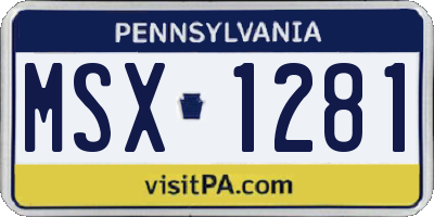 PA license plate MSX1281